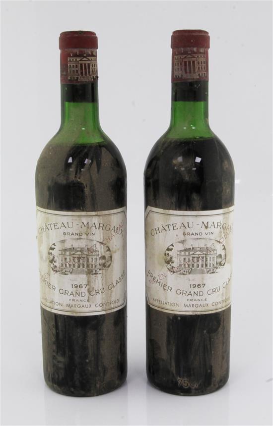 Two bottles of Chateau Margaux Premier Grand Cru Classe, 1967,